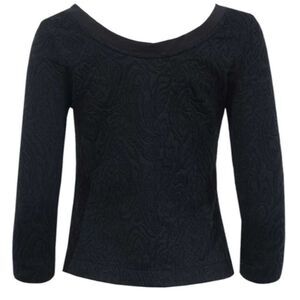 NWT Banana republic, Scoop Jacquard Long Sleeve Top black textured size medium